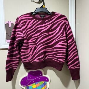 Ann Taylor Pink‎ and Burgundy Zebra Sweater